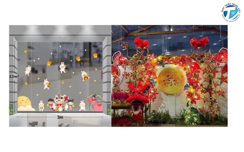 Sử dụng decal trang trí Trung thu sẵn có và trang trí theo truyền thống